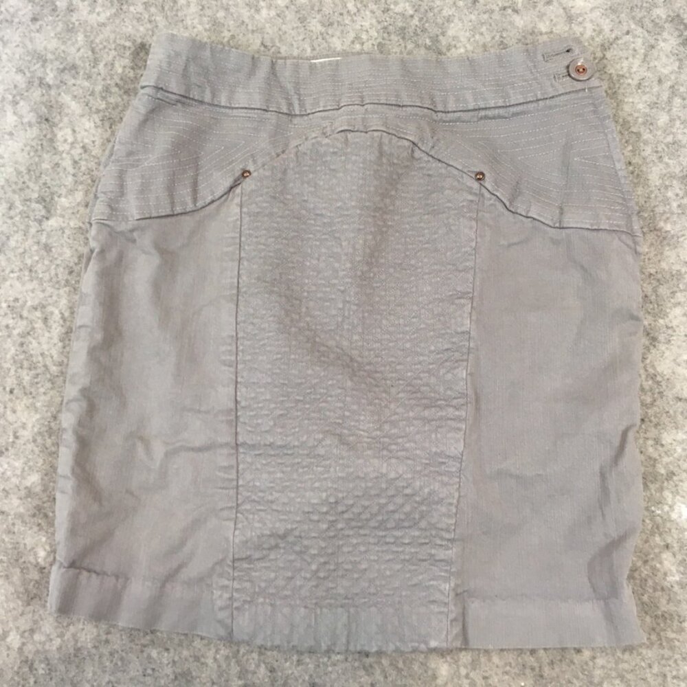 Anthropologie Leifsdottir Skirt 4 S Pencil Gray Textured Quilted Career Casual